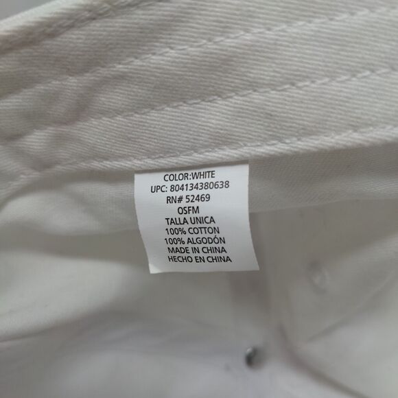 Unbranded Slideback Hat White OSFM Adjustable Solid 6 Panel Blank - Picture 8 of 8